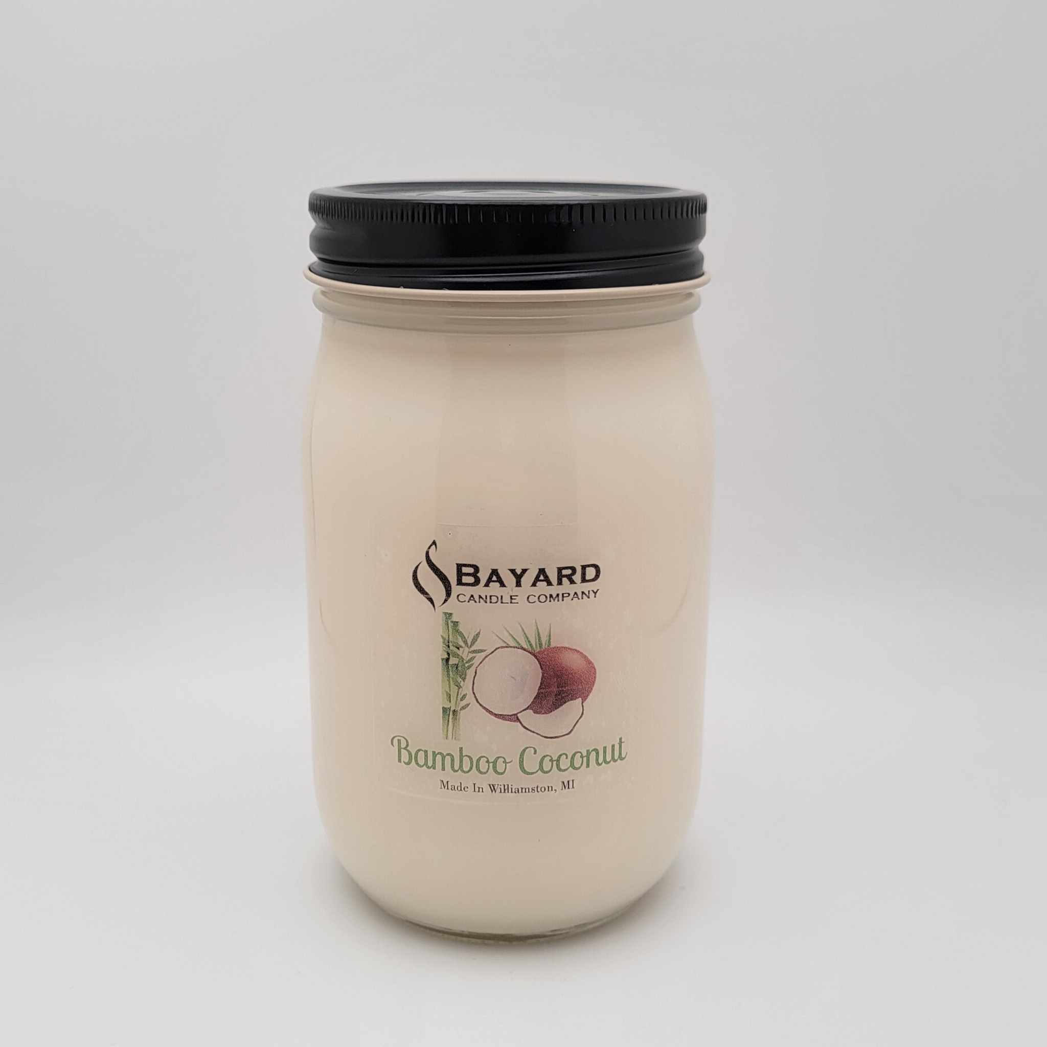 Bamboo Coconut Soy Candle 14oz with top on