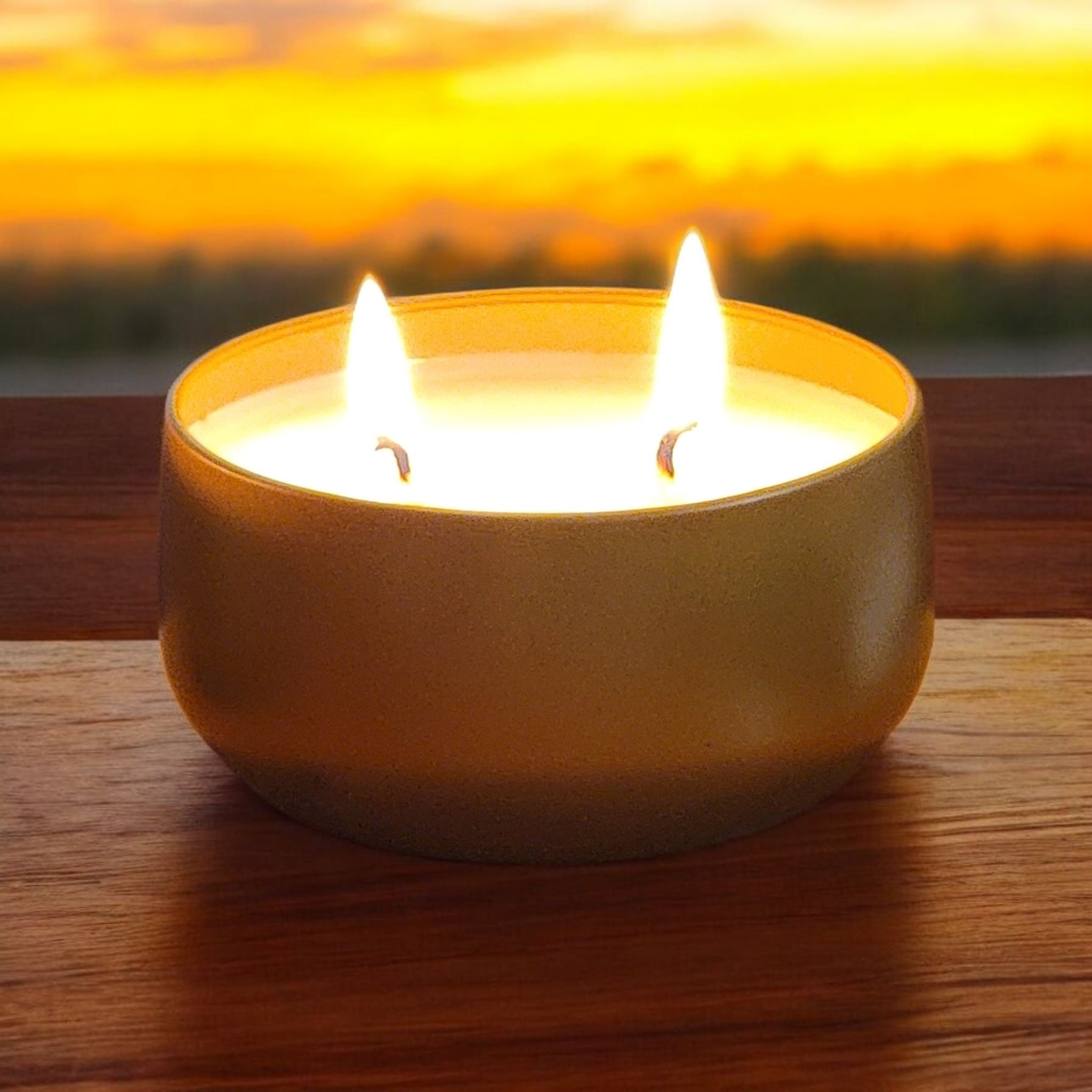 Citronella Soy Candle on the patio