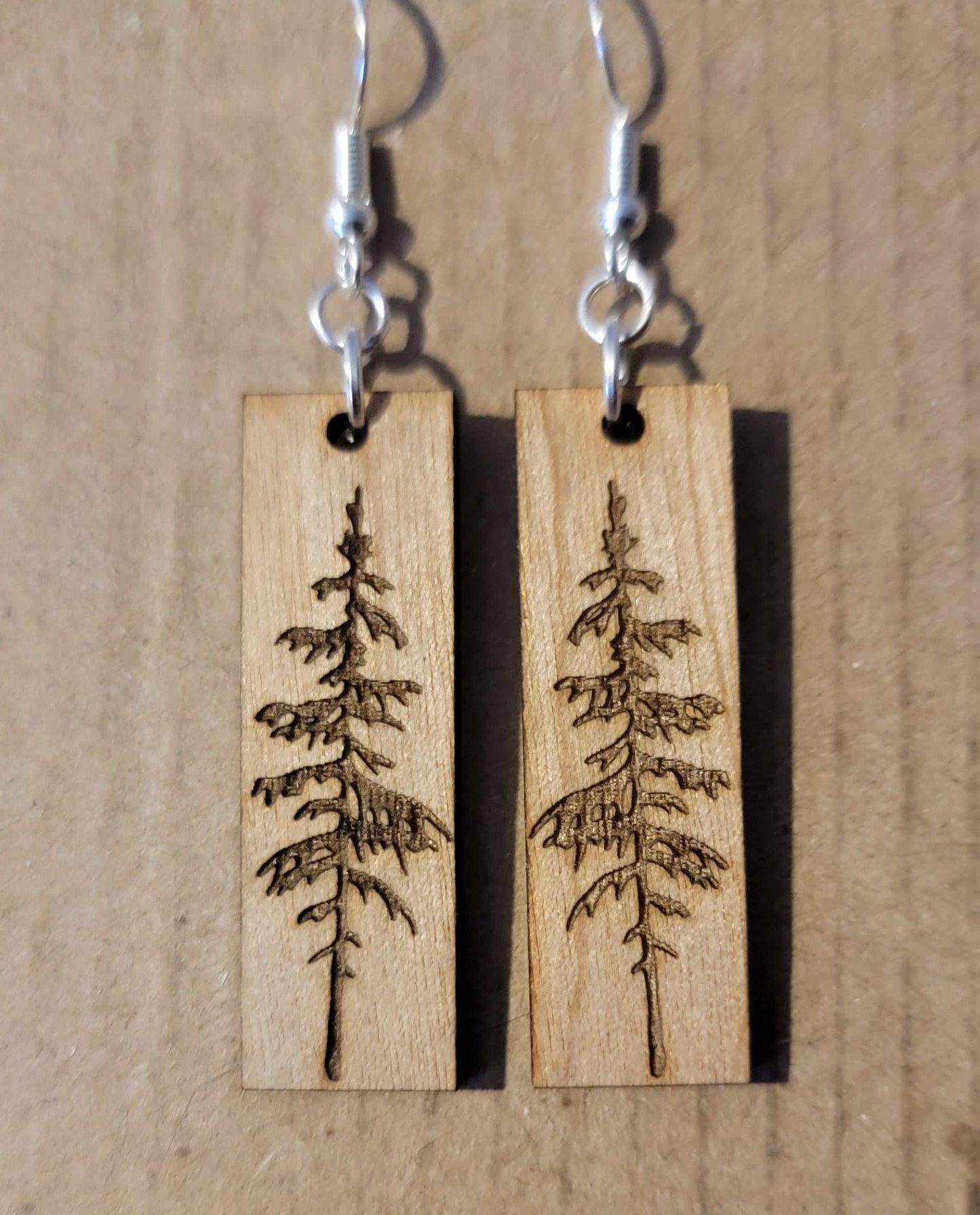 Norwegian Pine Wood Earrings Natural
