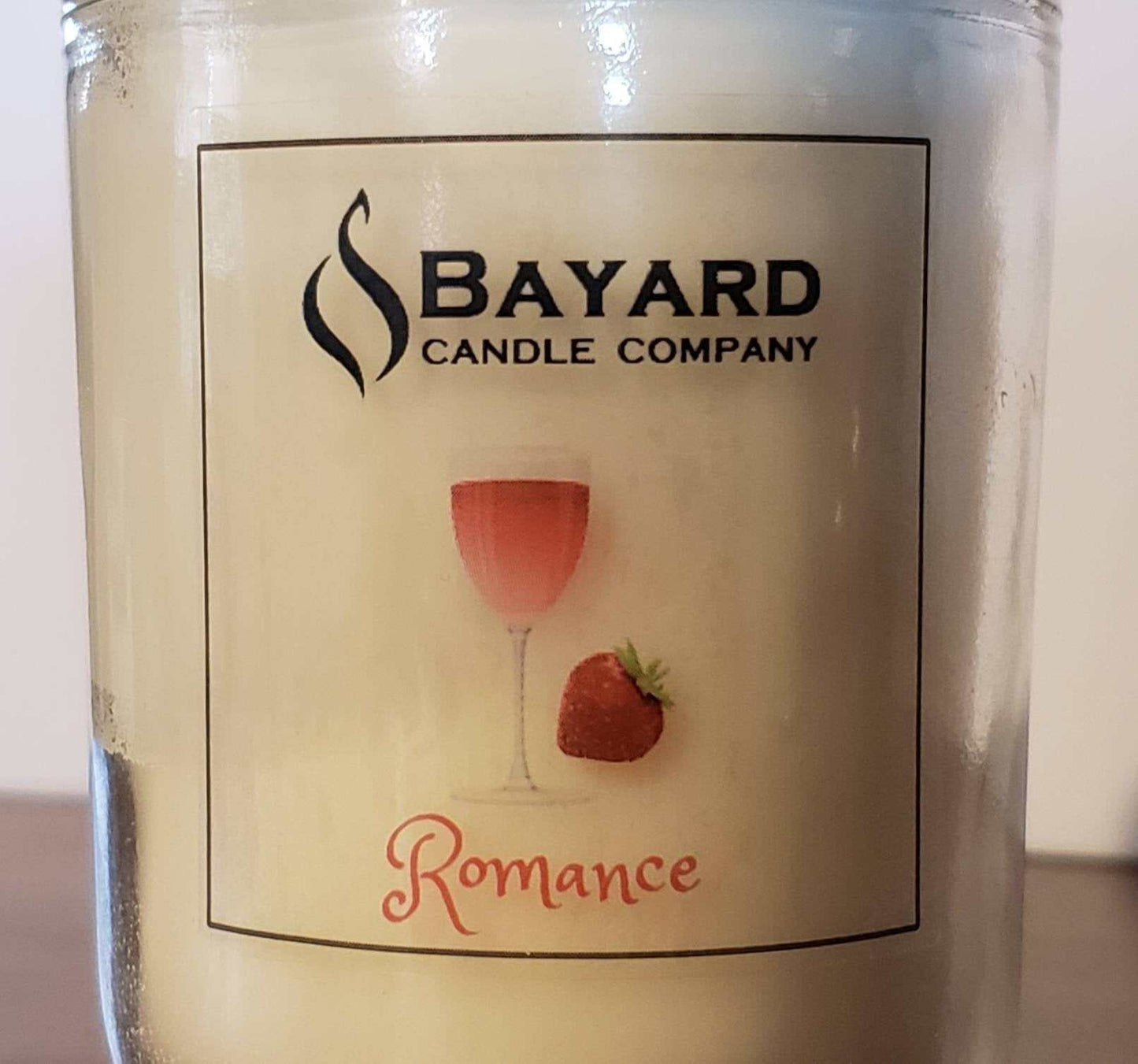 Romance Soy Candle close up of label