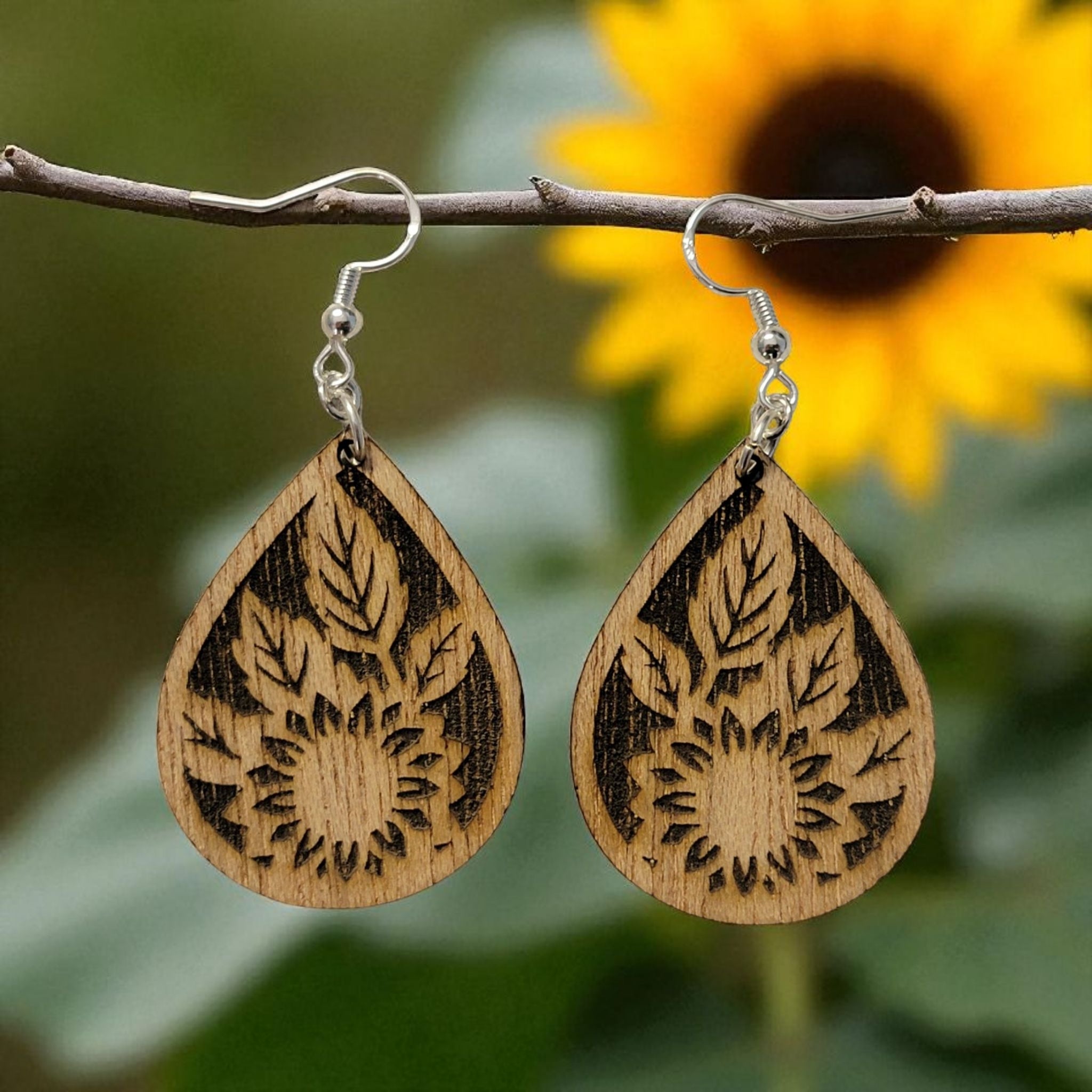 Sunflower Wood Earrings
