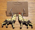 Wolf Earrings with trees, moon and starts in yellow