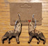 Wolf Earrings with trees, moon and starts in natural wood