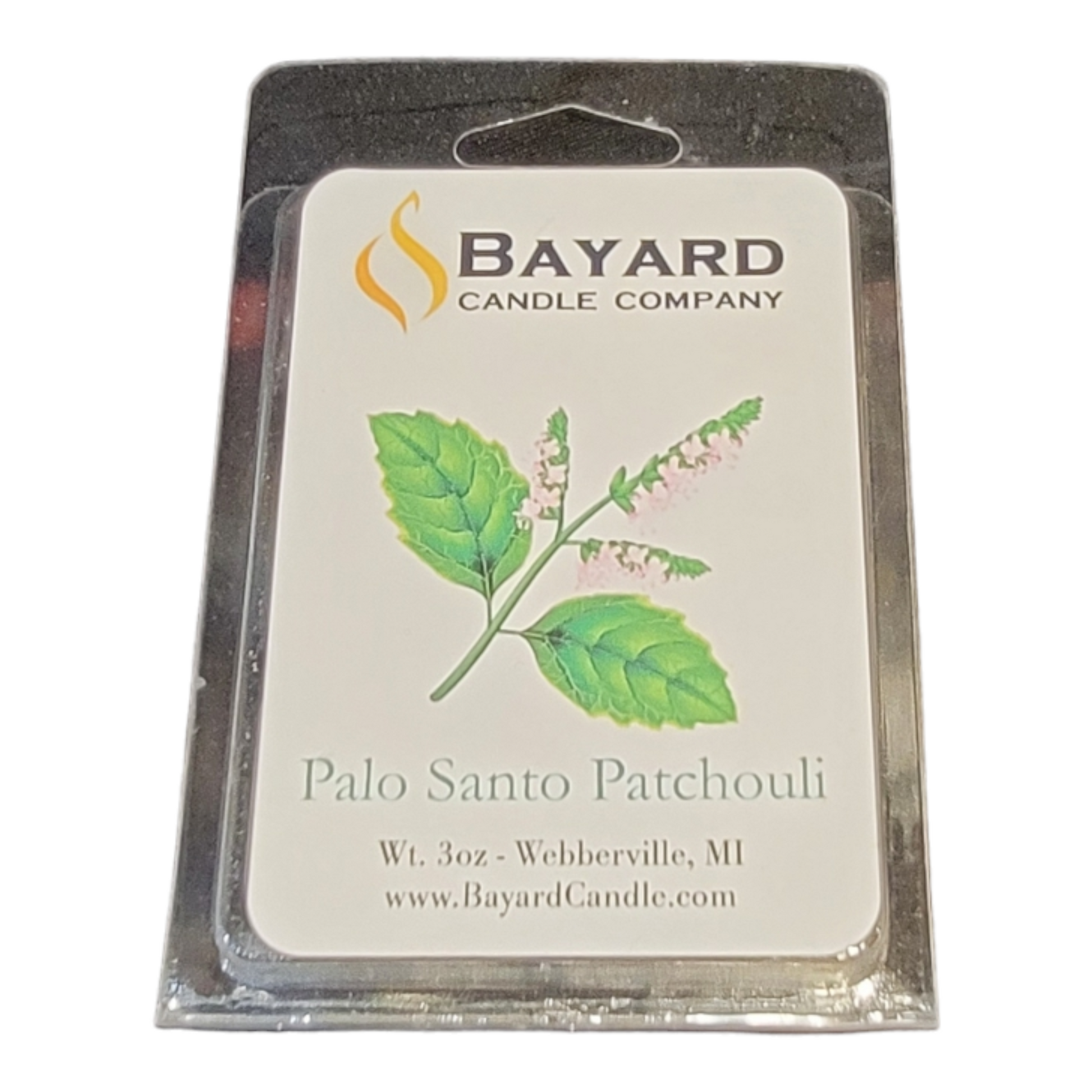 Palo Santo Patchouli Soy Wax Melt on white background 