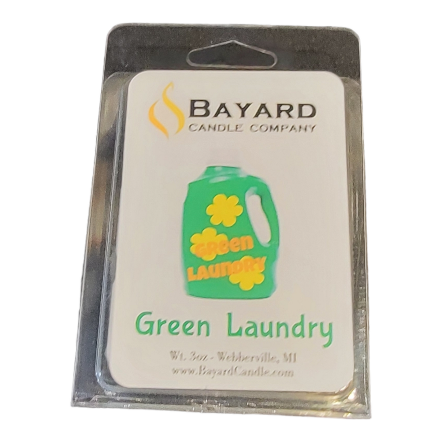 Green Laundry Soy Wax Melt on a white background