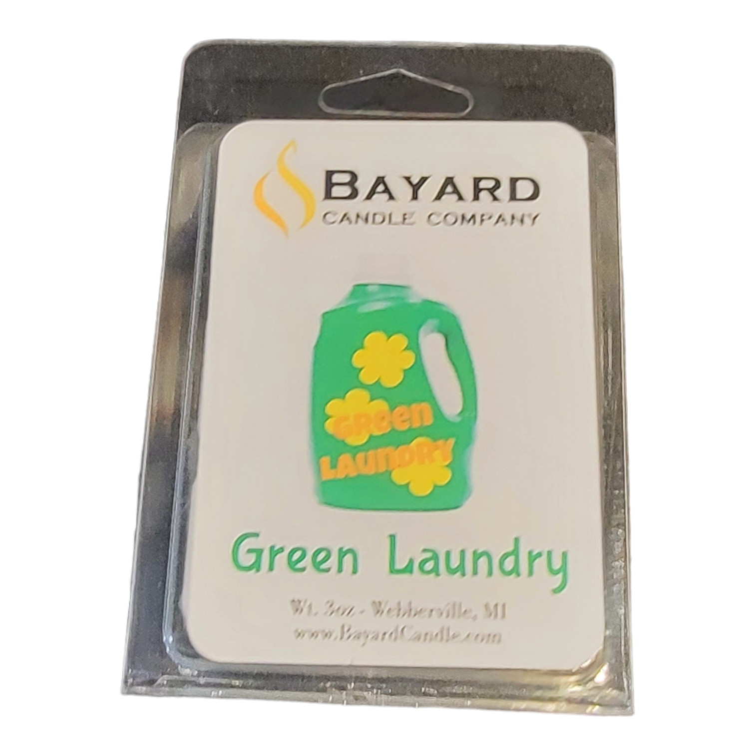 Green Laundry Soy Wax Melt on a white background