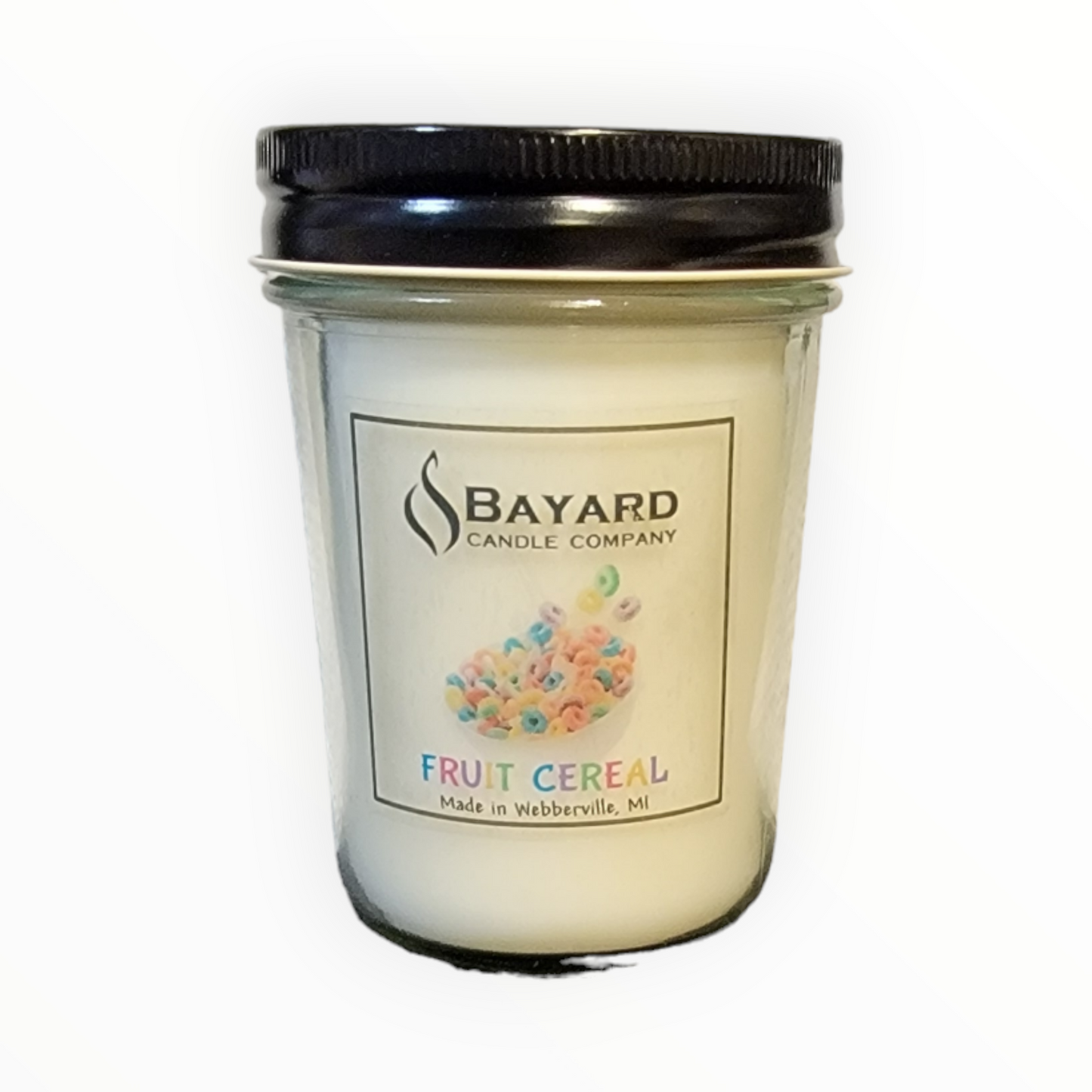 Fruit Cereal Soy Candle 8oz on white background