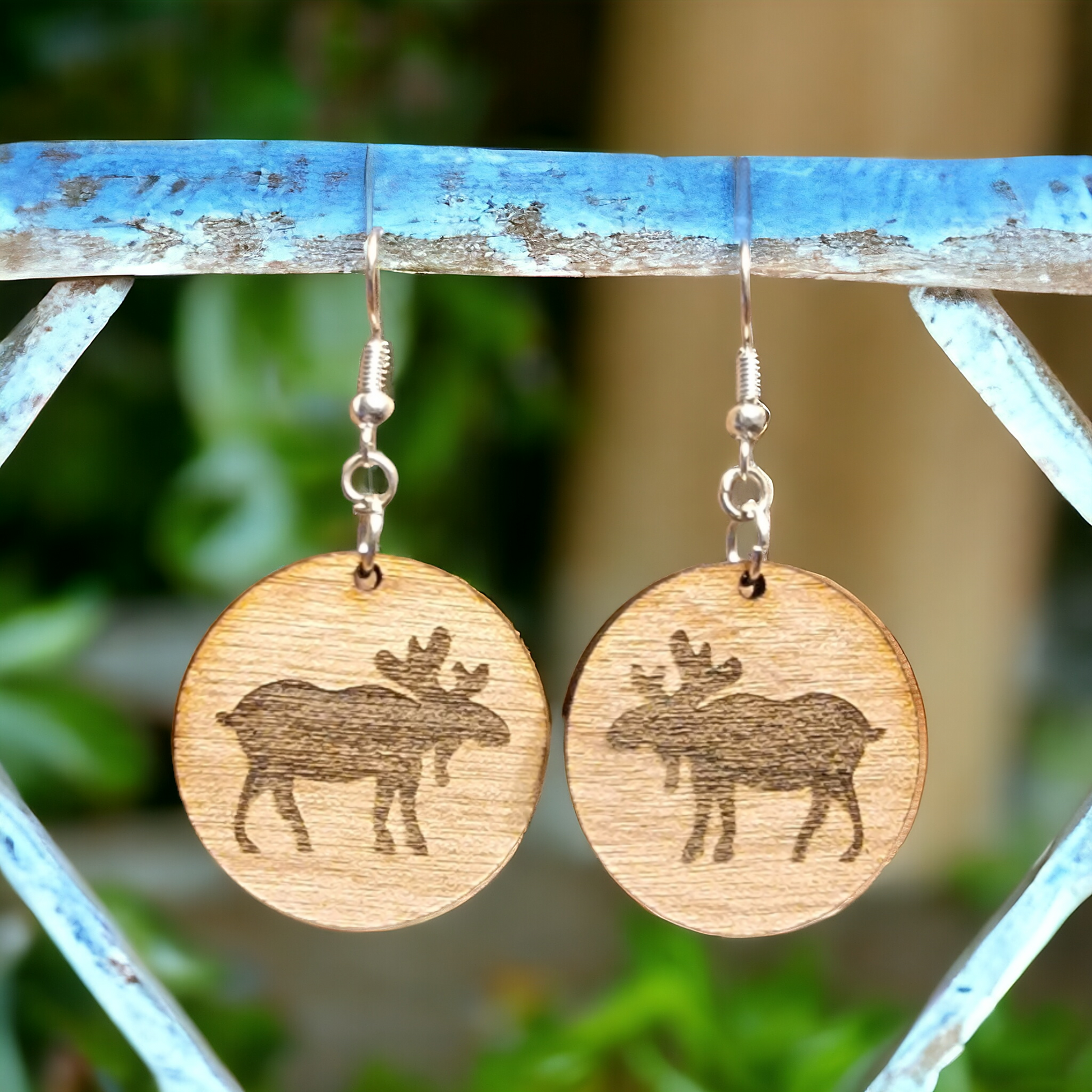 Moose Earrings - Laser Engraved 