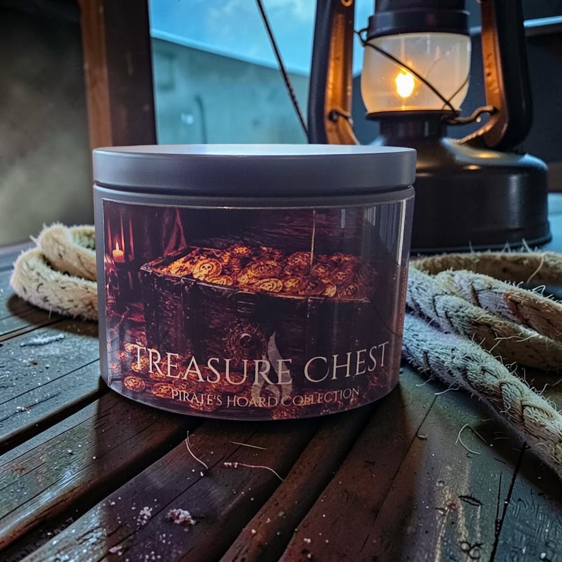 A round tin candle labeled &