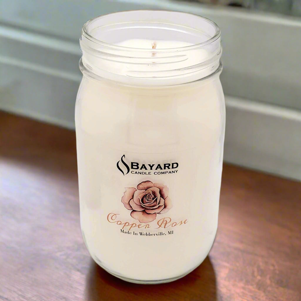 Copper Rose Soy Candle 16oz top