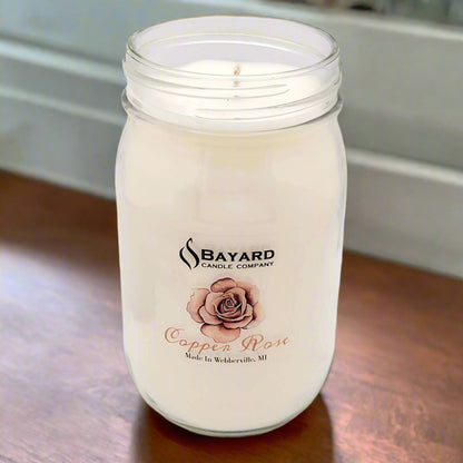 Copper Rose Soy Candle 16oz top