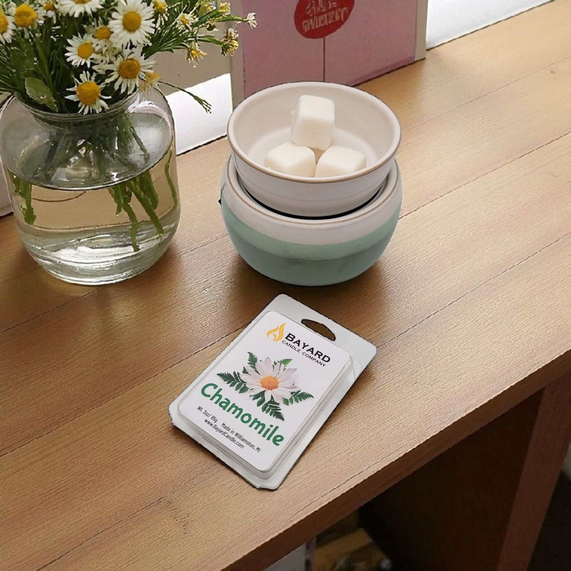 Chamomile soy wax melt with Chamomile flowers