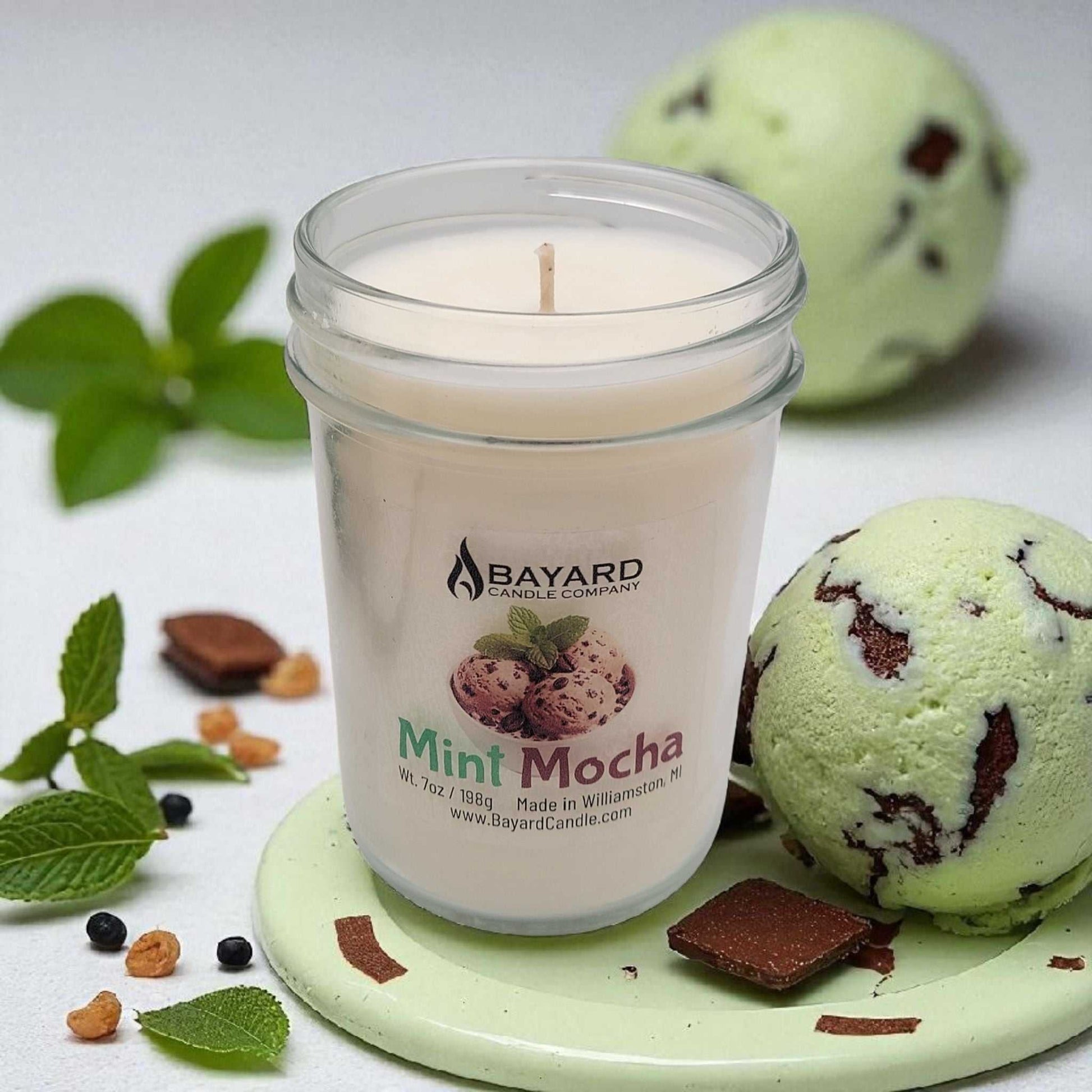Mint Mocha Soy Candle with ice cream 
