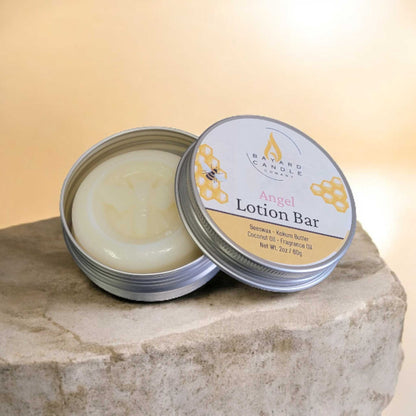 Bayard Solid Lotion Bar with the lid off