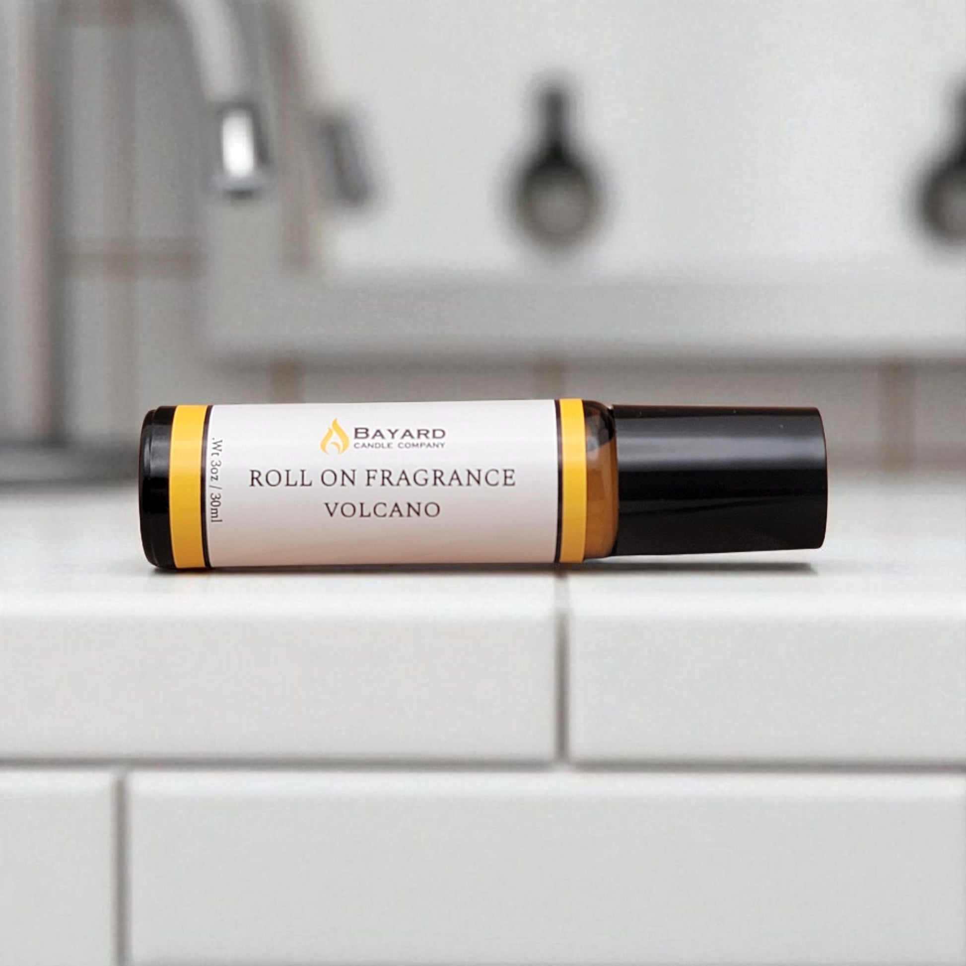 Volcano Roll On Fragrance in a bathroom 