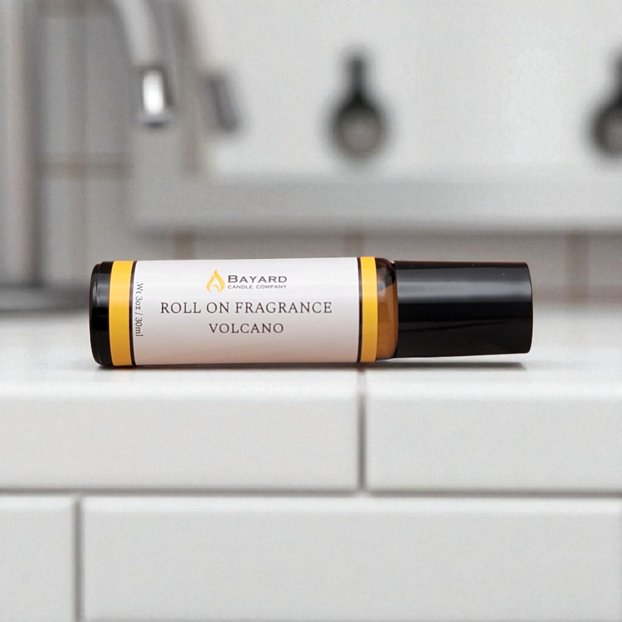 Volcano Roll On Fragrance in a bathroom 