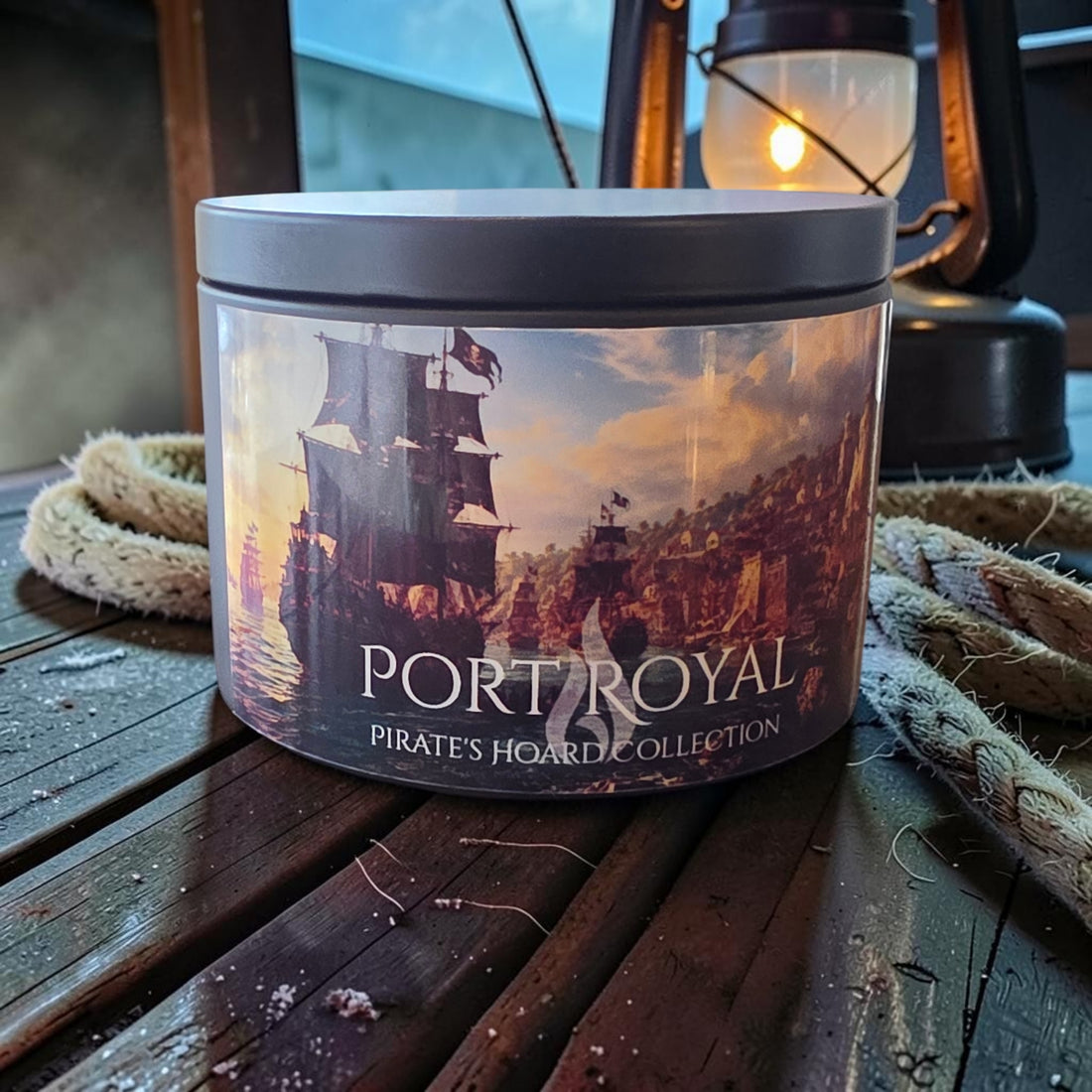 A round candle tin labeled &