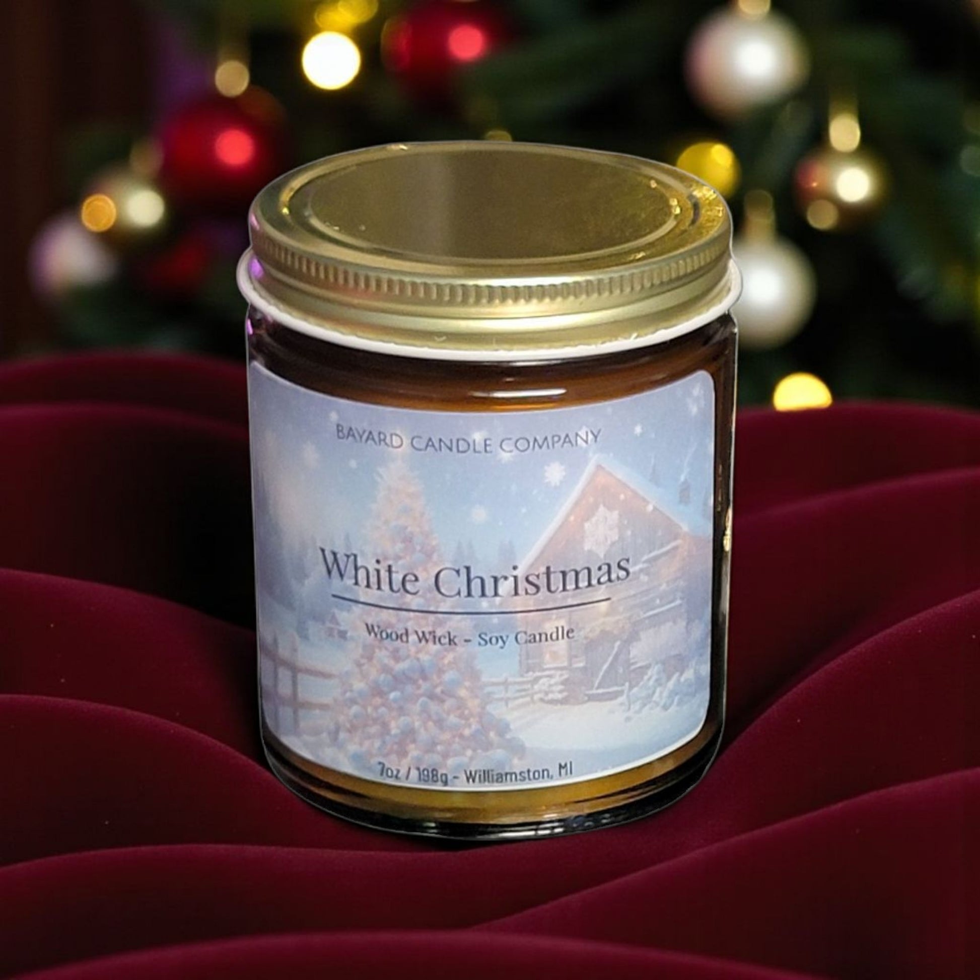 White Christmas Wood Wick Candle 