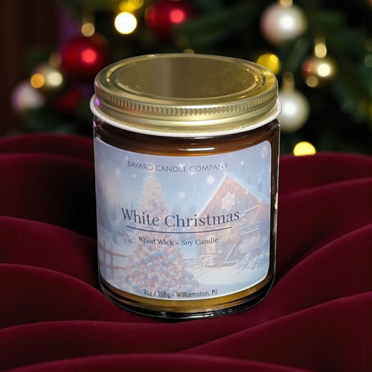 White Christmas Wood Wick Candle 