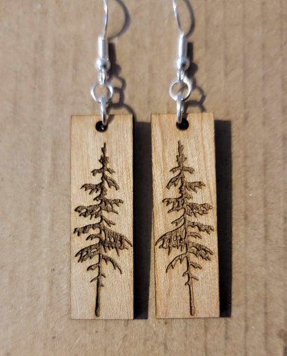 Norwegian Pine Wood Earrings Natural