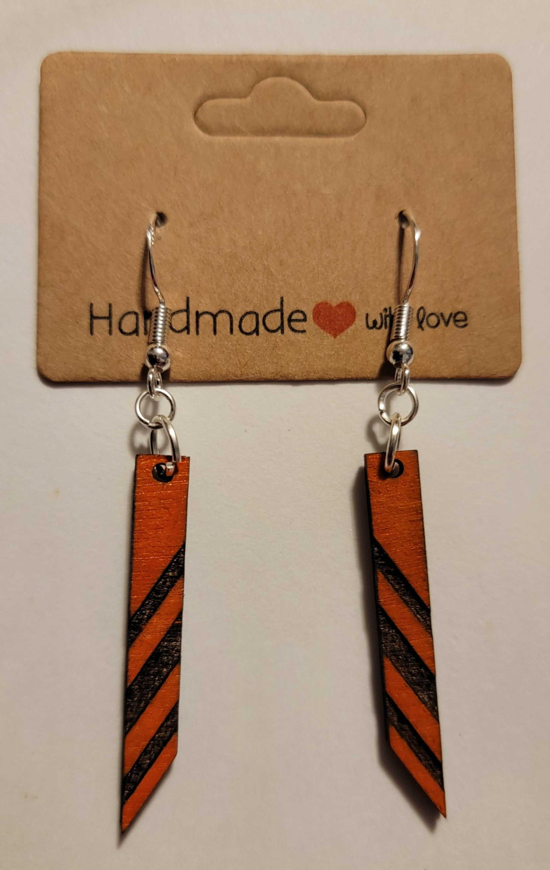 Chiseled Wood Earrings Red