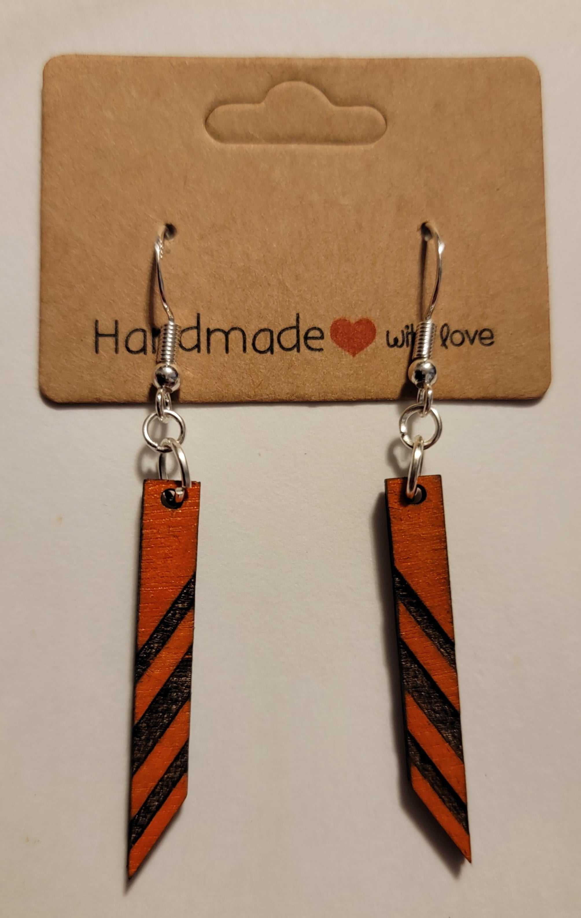Chiseled Wood Earrings Red