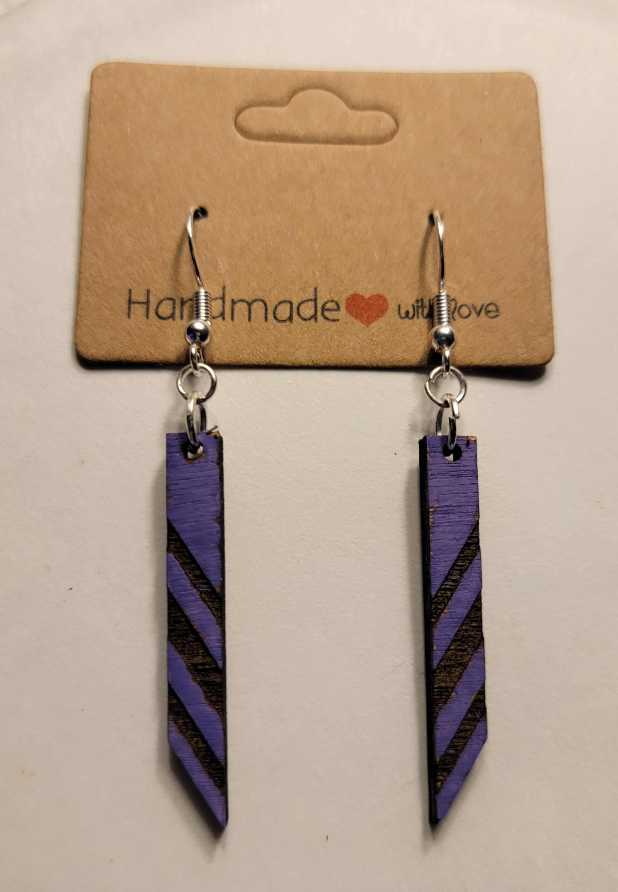 Chiseled Wood Earrings purple 