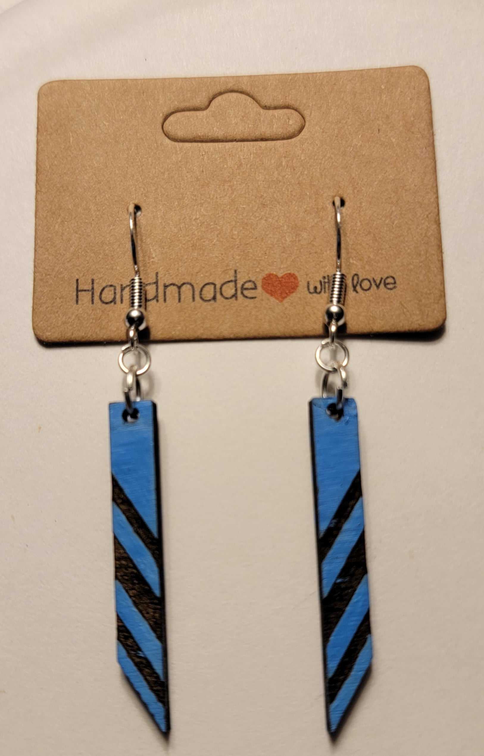 Chiseled Wood Earrings Blue