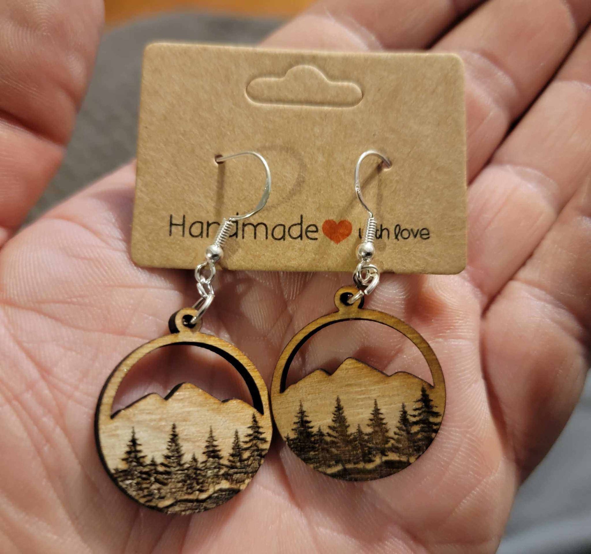 Western Mountains Wood Earrings - Natural