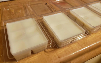 firewood soy wax melt on a wood table